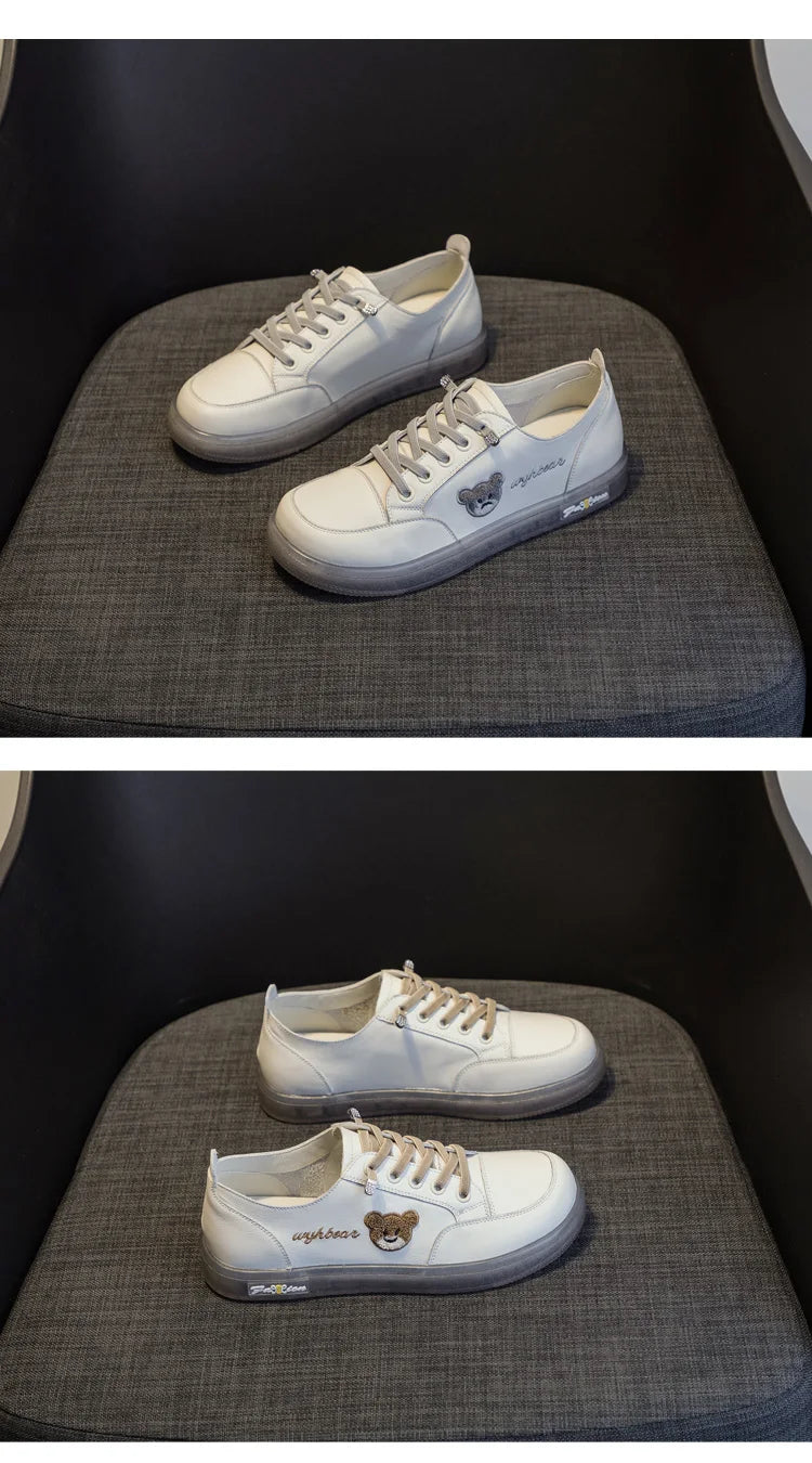 GKTINOO Women Sneakers Big Size 2026 Spring New Genuine Leather Loafers Women Casual Lace-up Women's Nurse Shoes