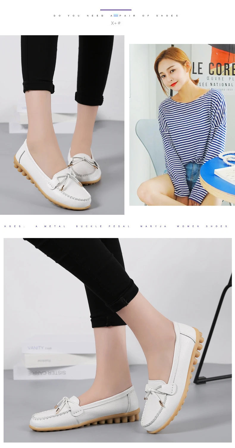 2025 New Woman Flats Shoes Ballet Flat Sneakers Genuine Leather Spring Soft Moccasins Ladies Boat Ballerina Espadrilles Creepers