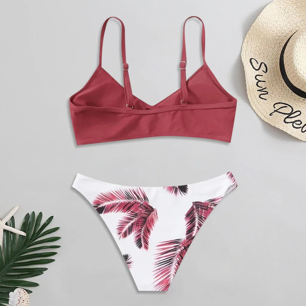 Ensemble Tankini Bikini Deux Pièces pour Femme Maillot de Bain Floral Été Plage Maillots de Bain Tenue de Fête en Bord de Mer
