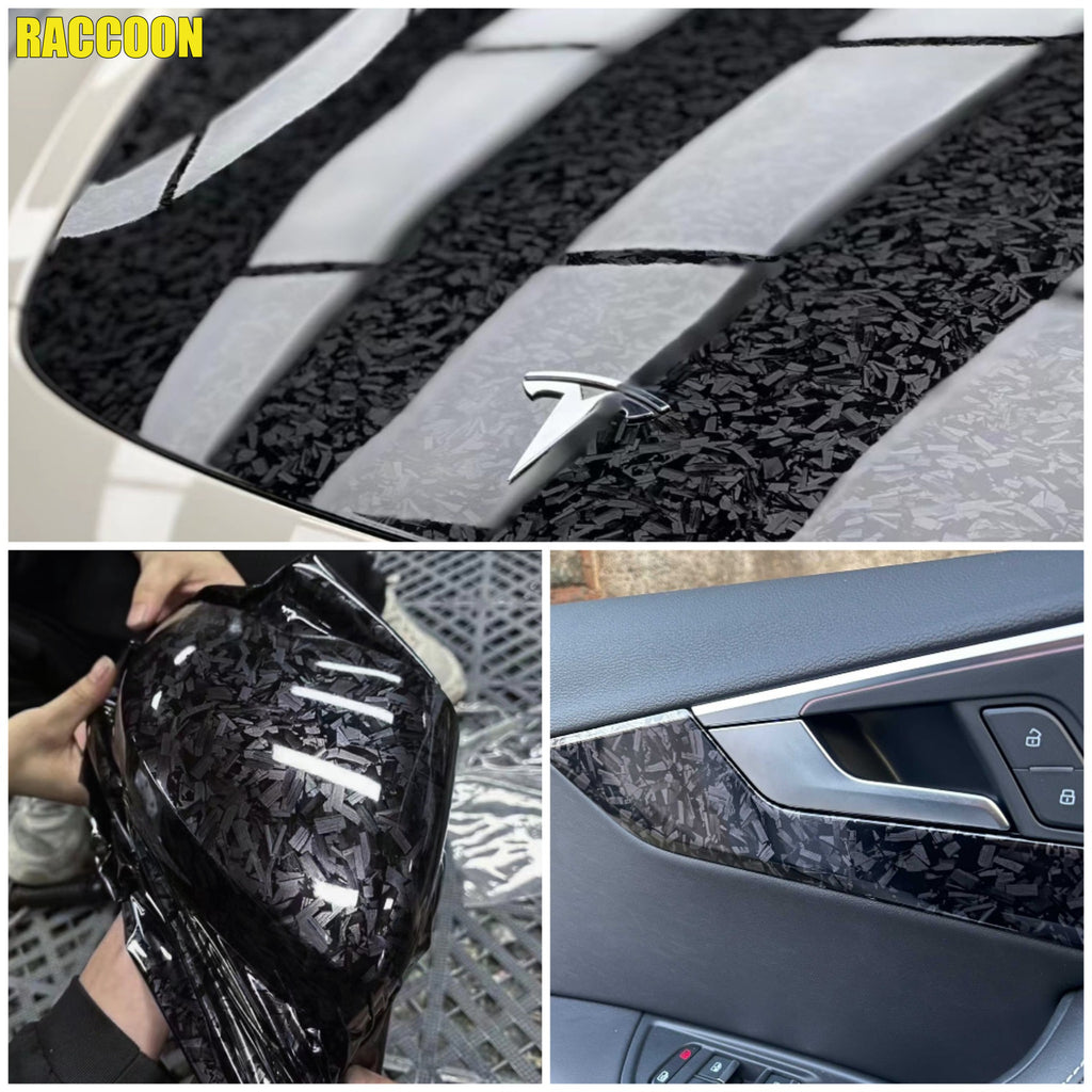 Glossy Black Forged Carbon Fiber Vinyl Wrap Film Car Styling Stickers For Motorcycle Bicycle