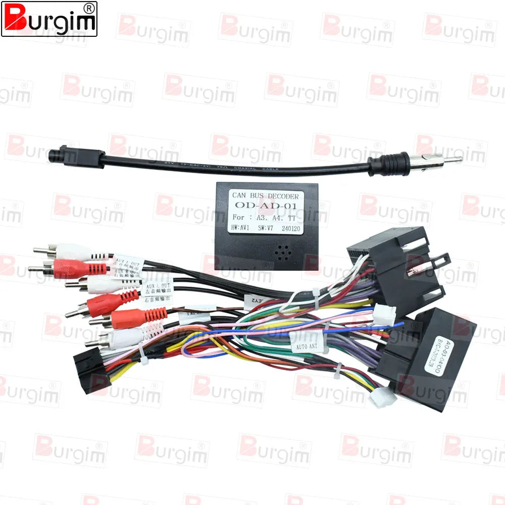 Faisceau de câbles de radio Android 16 broches pour Audi TT A3 S3 RS3 A4 S4 RS4 A6 S6 RS6 Allroad SEAT Exeo Câble d'alimentation stéréo Boîtier Canbus