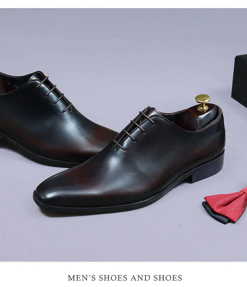 Whole Cut Men's Oxford Shoes Genuine Leather Handmade Quality Comfortable Elegant Black Wedding Social Formal Shoes Man