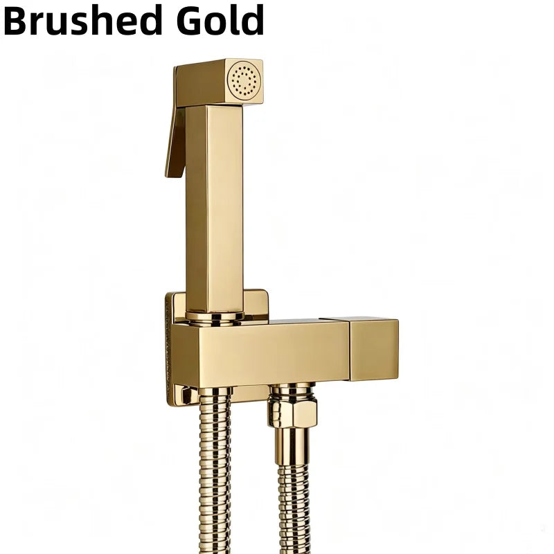 Brushed Rose Gold Brass Handheld Bidet High Voltage Spray Shower Set Toilet Special Faucet Bidet Faucet Bathroom Accessories