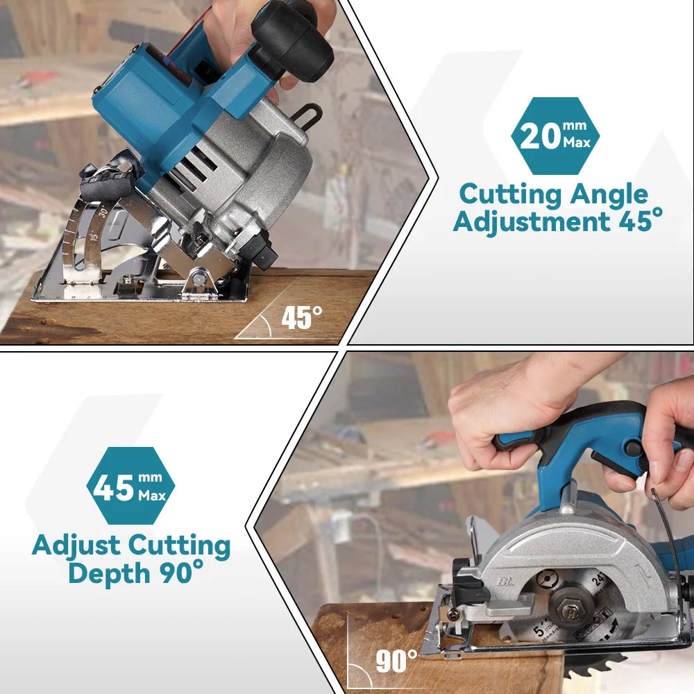 YOFIDRA 10800RPM 5/7 Inch Electric Circular Saw Handheld Multifunction Rechargeable Cutting Machine For Makita Battery Pin