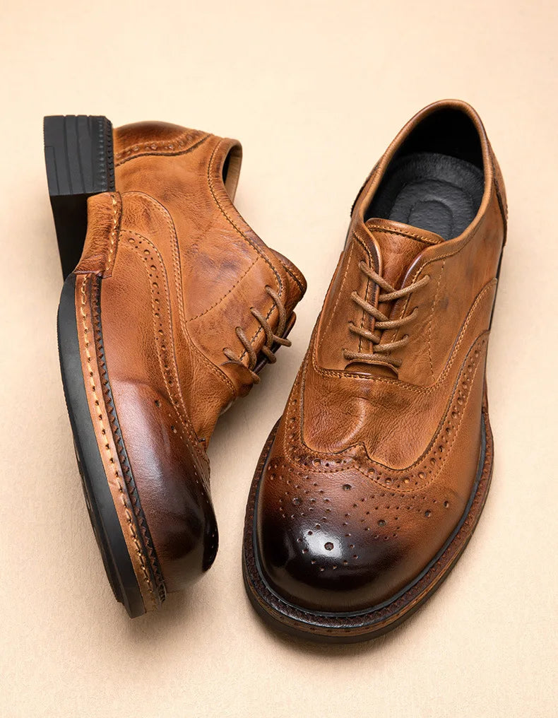 Soft Leather Mens Wedding Brogues Shoes Luxury Genuine Leather Spring Designer Handmade Quality Autumn Formal Social Shoes Man