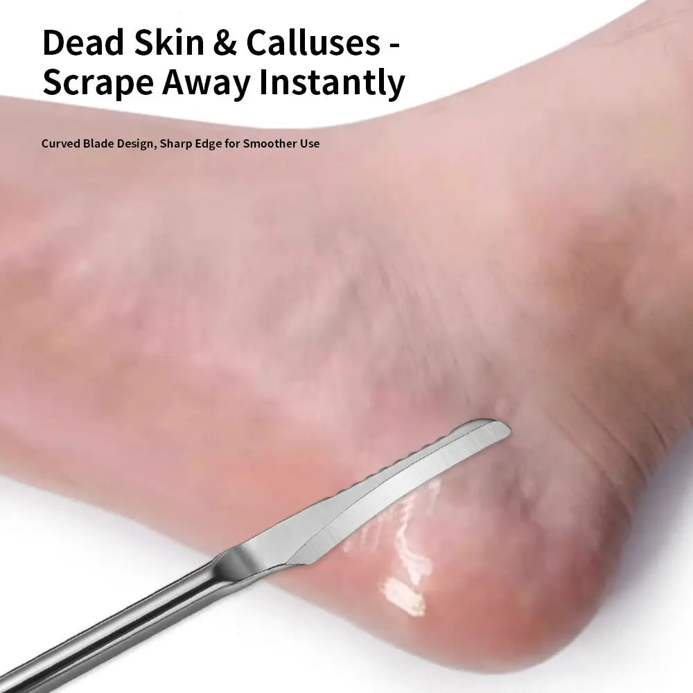 1/3/4pcs Professional Stainless Steel Double-Ended Foot Scraper Toe Nail Care Hook Ingrown Double-Ended Foot Scraper