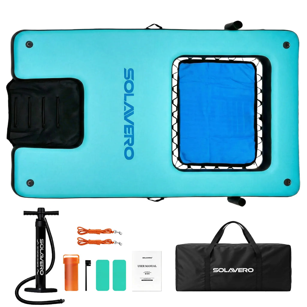 Inflatable Floating Dock, Portable Inflatable Platform With Cupholder, Repair Kit & Carry Bag, Heavy Duty Pool Float Raft for Swimming, Lake, Pool, Beach