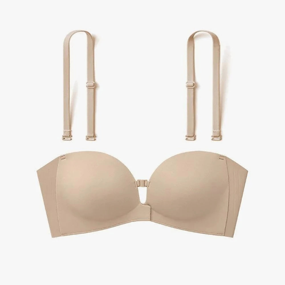 Summer Invisible Strapless Backless Bras Women's Seamless Push Up Brassiere No Underwire Front Closure Bralette