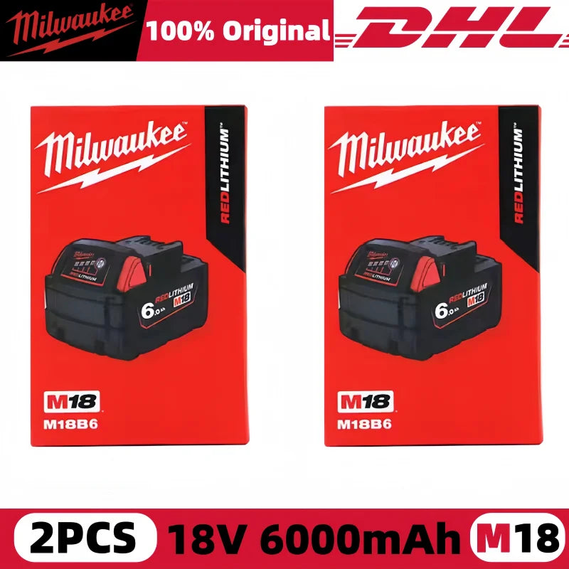 100% New Milwaukee M18 6.0Ah High Output Battery 18V Lithium-ion Rechargeable for Milwaukee M18 Cordless Power Tools 6Ah Battery