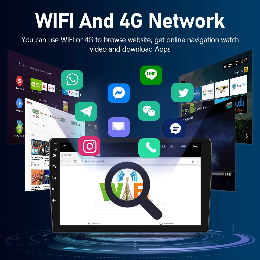 Podofo  6+128G Wireless CarPlay Auto Car Radio for Peugeot 207 CC 207CC 2009-2013 Multimedia Player 2Din Car Stereo GPS 4G Wifi