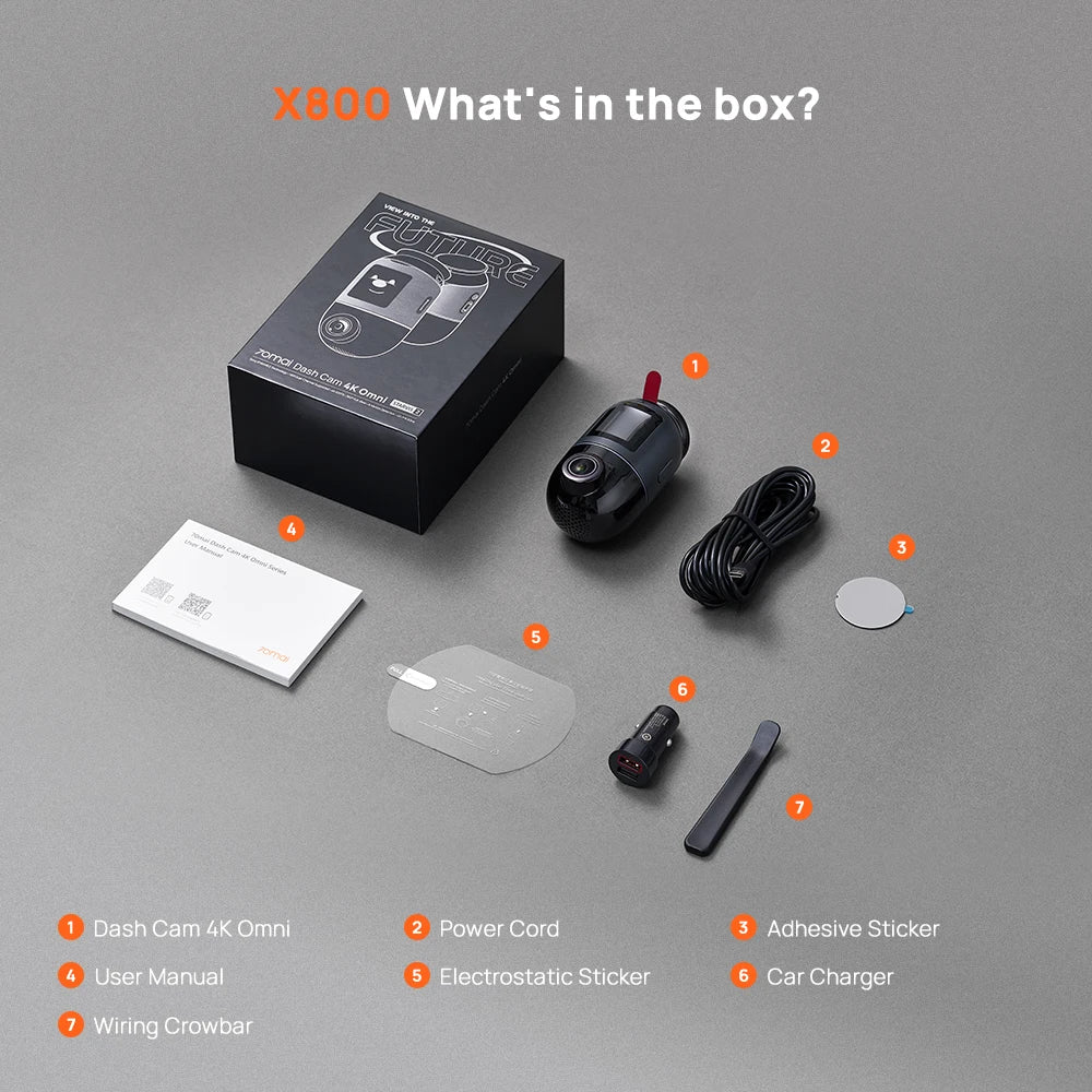 70mai 4K Omni X800 2160P HDR 60fps F1.7 Supported Dual-channel Built-in GPS ADAS Supercapacitor 4G LTE 24H Parking Surveillance
