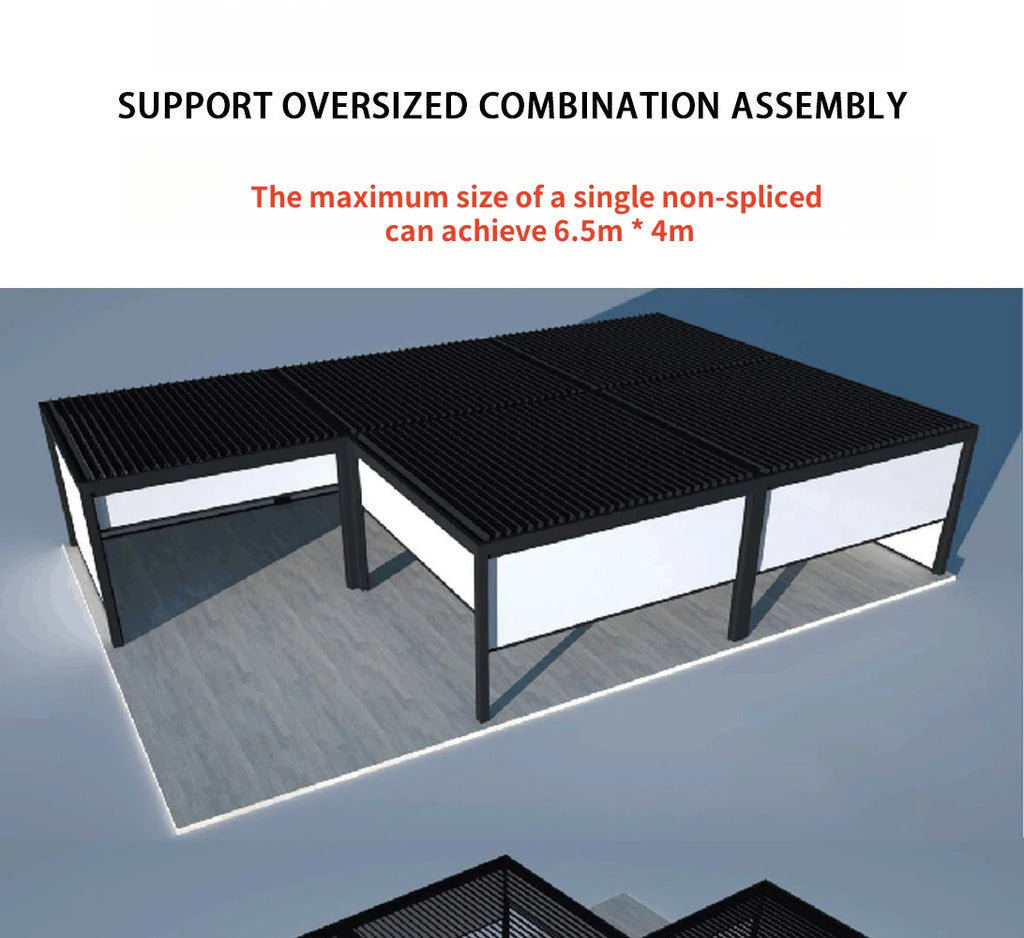 Modern Outdoor Waterproof Aluminum Louvered Sunroof Pergola Sun Shade Frame Electric Pergola Louvered Roof Aluminium Canopy