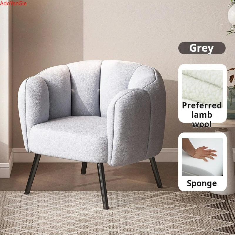 Nordic Lamb wool Single sofa chair relax armchair bubble Design waiting Makeup manicure dressing chair Living room furniture