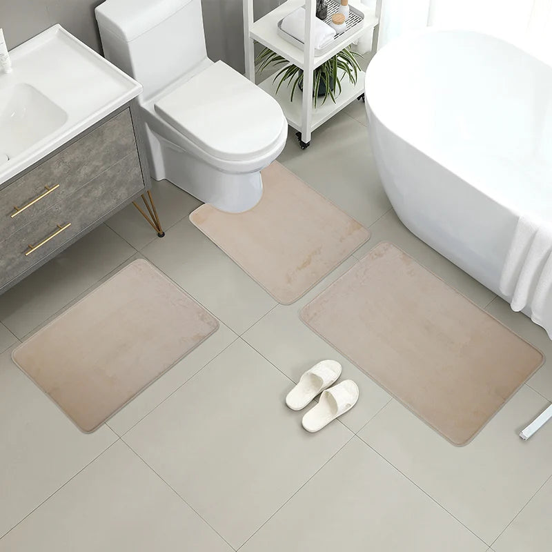 Ensemble de toilettes trois pièces, tapis de sol de salle de bain, tapis de douche, tapis de bain absorbant, tapis antidérapant, doux et confortable, buanderie.