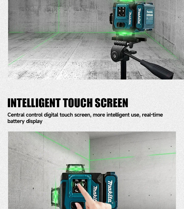 Makita Digital Laser Level 360-Degree X4 16-Line Self-Levelling Outdoor Vertical Cross-Line Tool for Precision Measurement