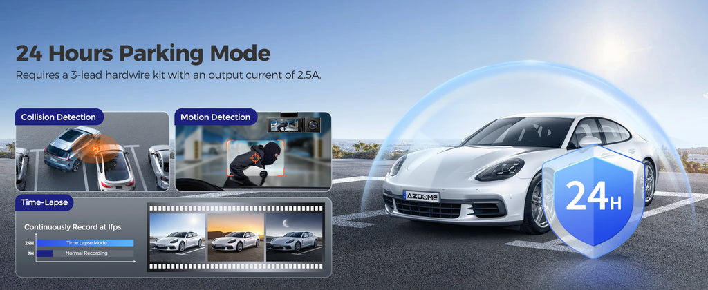 AZDOME 4K 3 Channel Dash Cam M550 Max Car Camera WiFi GPS Front and Rear Inside Recorder Car DVR IR Night Vision Parking Mode