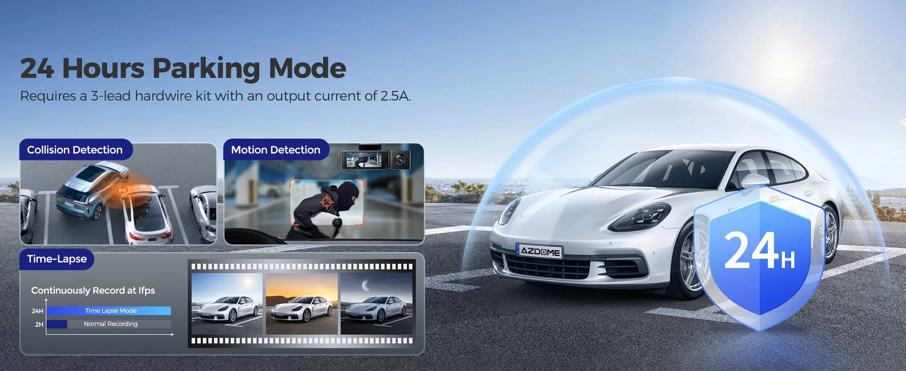 AZDOME 4K 3 Channel Dash Cam M550 Max Car Camera WiFi GPS Front and Rear Inside Recorder Car DVR IR Night Vision Parking Mode