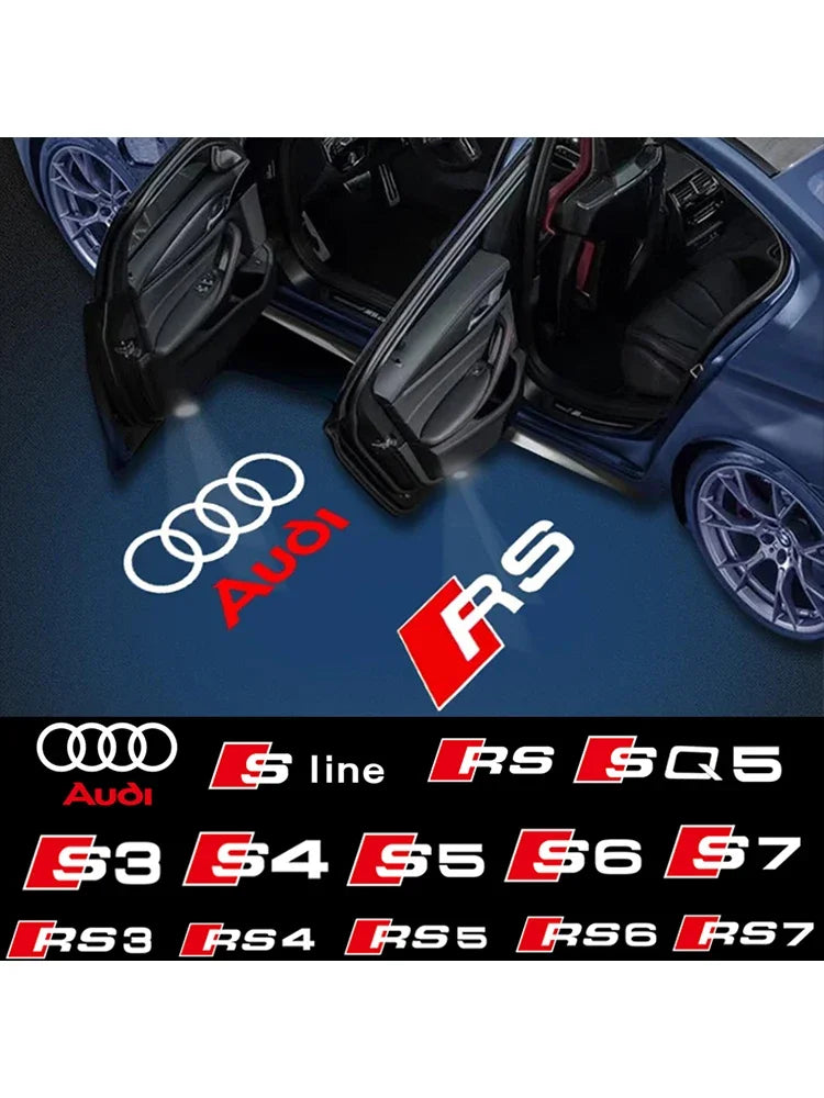 2Pcs Car Door Welcome Light Led HD Projector Lamp Courtesy Lights for Audi Sline S3 S4 S5 S6 S7 RSA3 A5 RS3 RS4 RS5 RS6 RS7 SQ5