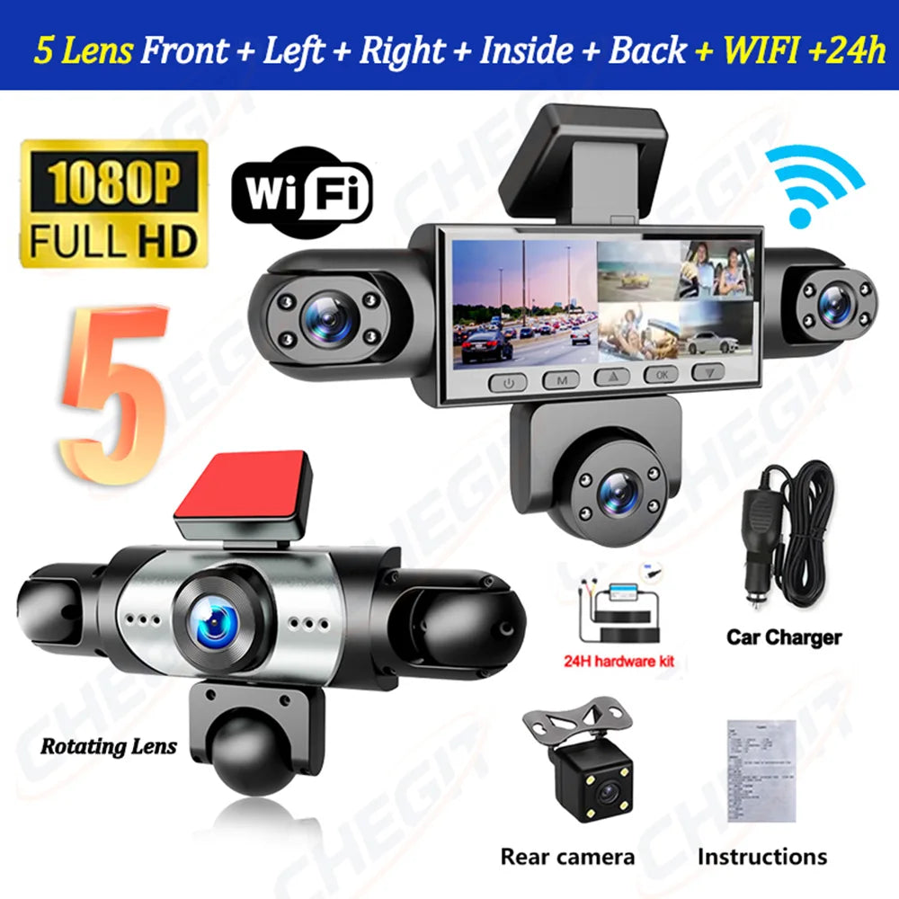 Upgrade 4/5Channel 360 Degree Car Dvr 1080P Video Recorder WiFi APP Dashcam 24h Parking Monitor Rear View Camera Car Recorder