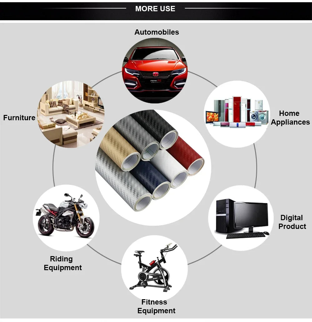 50cmx200cm 3D Carbon Fiber Vinyl Car Wrap Sheet Roll Film Car Stickers and Decal Motorcycle Auto Styling Accessories Automobiles