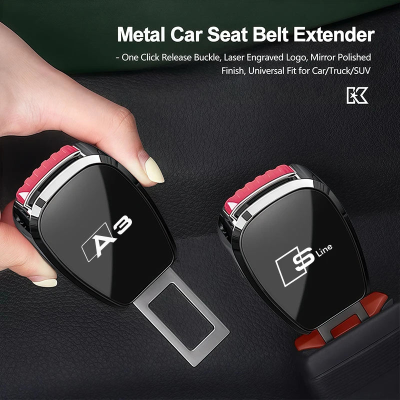 Car Seat Belt Clip Extender Metal Badge Lock Buckle For Audi Sline A3 A4 A5 A6 A7 A1 A2 A8 Q1 Q2 Q3 Q4 Q5 Q6 Q7 Q8 TT RS3 S5 B8