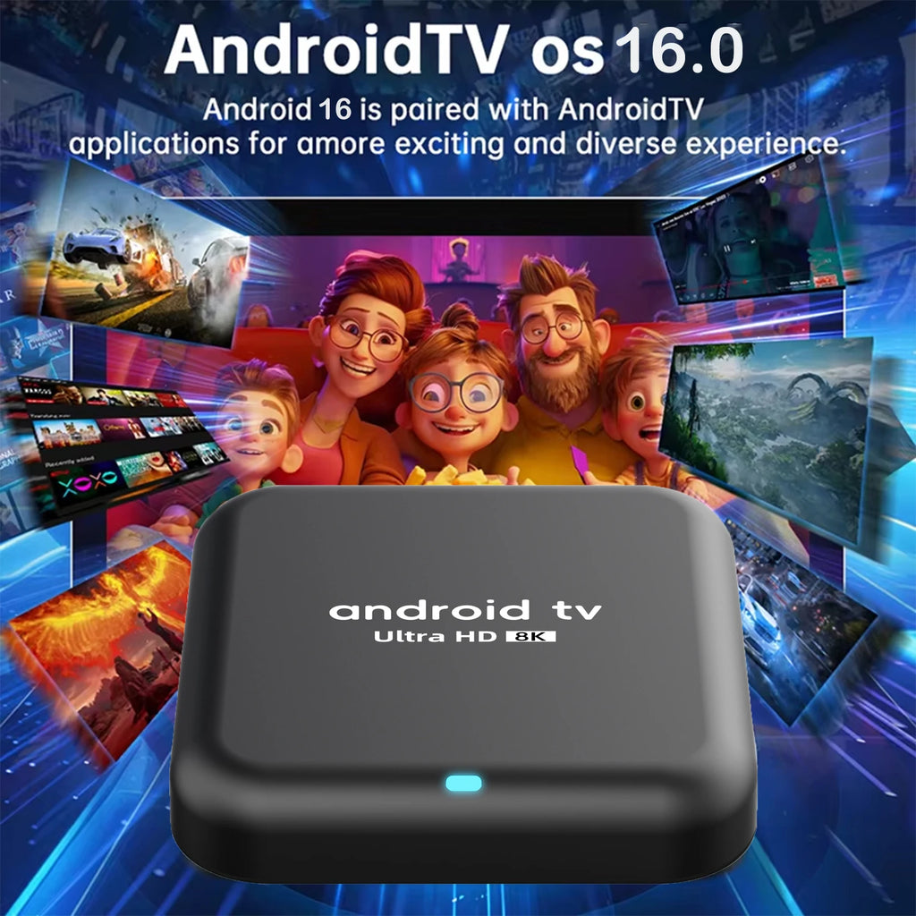 Smart TV Box 2026 Android 16 Q18 RK3518 Double Wi-Fi 5G Wifi6 Google Assistant Vidéo 8K BT6.0 Netflix 8 Go 128 Go 256 Go Lecteur Multimédia