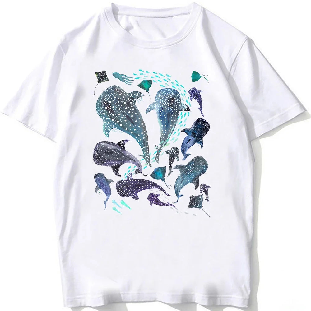 Whale Shark Anatomy Biology T-shirt Unisex Women Hip Hop Casual T Shirts Women Beach Diving White Tshirt Vintage women Tees
