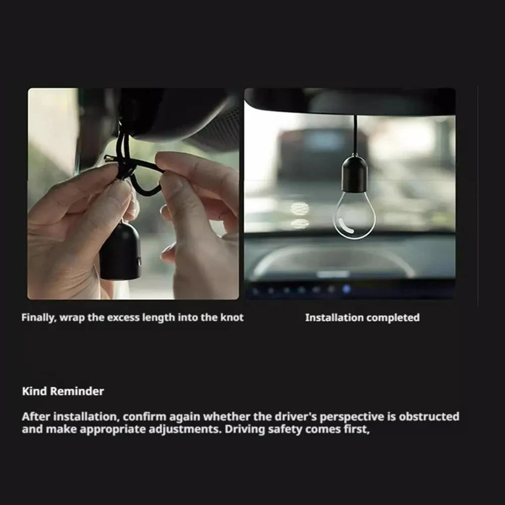 Retro Small Bulb LED Car Hanging Ornament Interior Ambient Lighting 2 Light Modes For Long Trips Daily Use Auto Decor Accessory