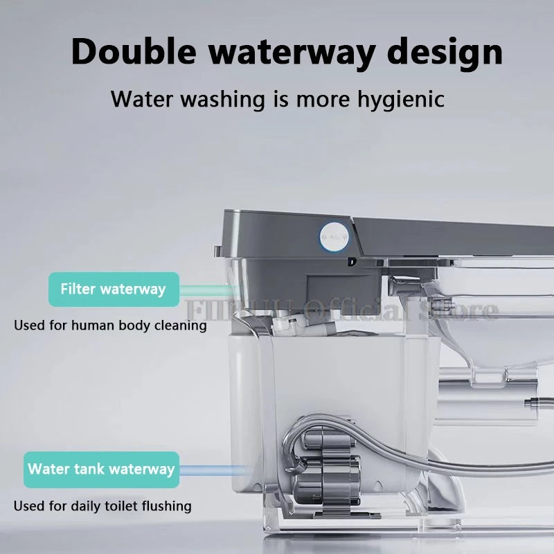 One Piece Elongated Smart Toilet Bidet Built-in Water Tank No Water Pressure Limit Display Screen AutoOpen AutoFlush Heated Seat