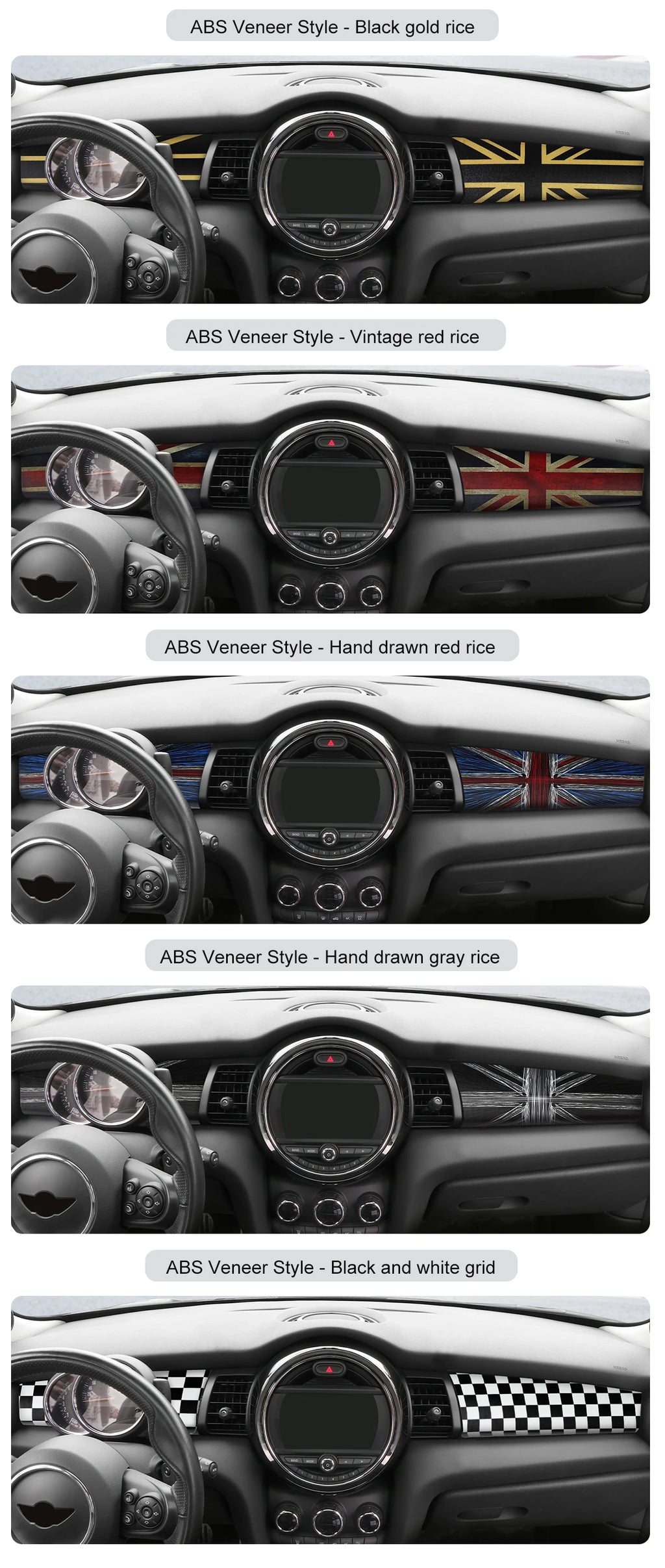 Car Dashboard Decorative Shell ABS Leather For Mini Cooper F55 F56 F57 2014-2021 Center Console Decorative Shell Car Accessories