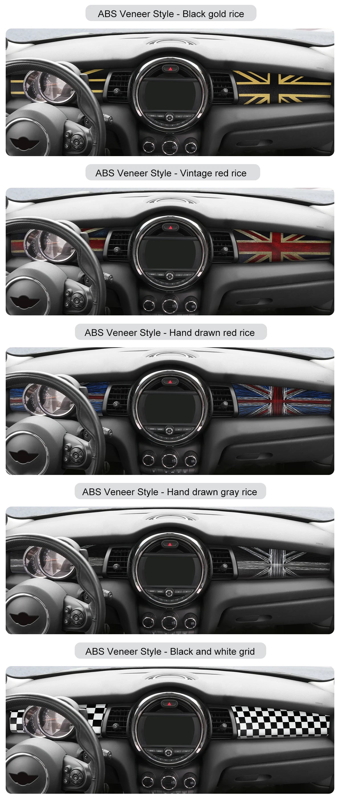 Car Dashboard Decorative Shell ABS Leather For Mini Cooper F55 F56 F57 2014-2021 Center Console Decorative Shell Car Accessories