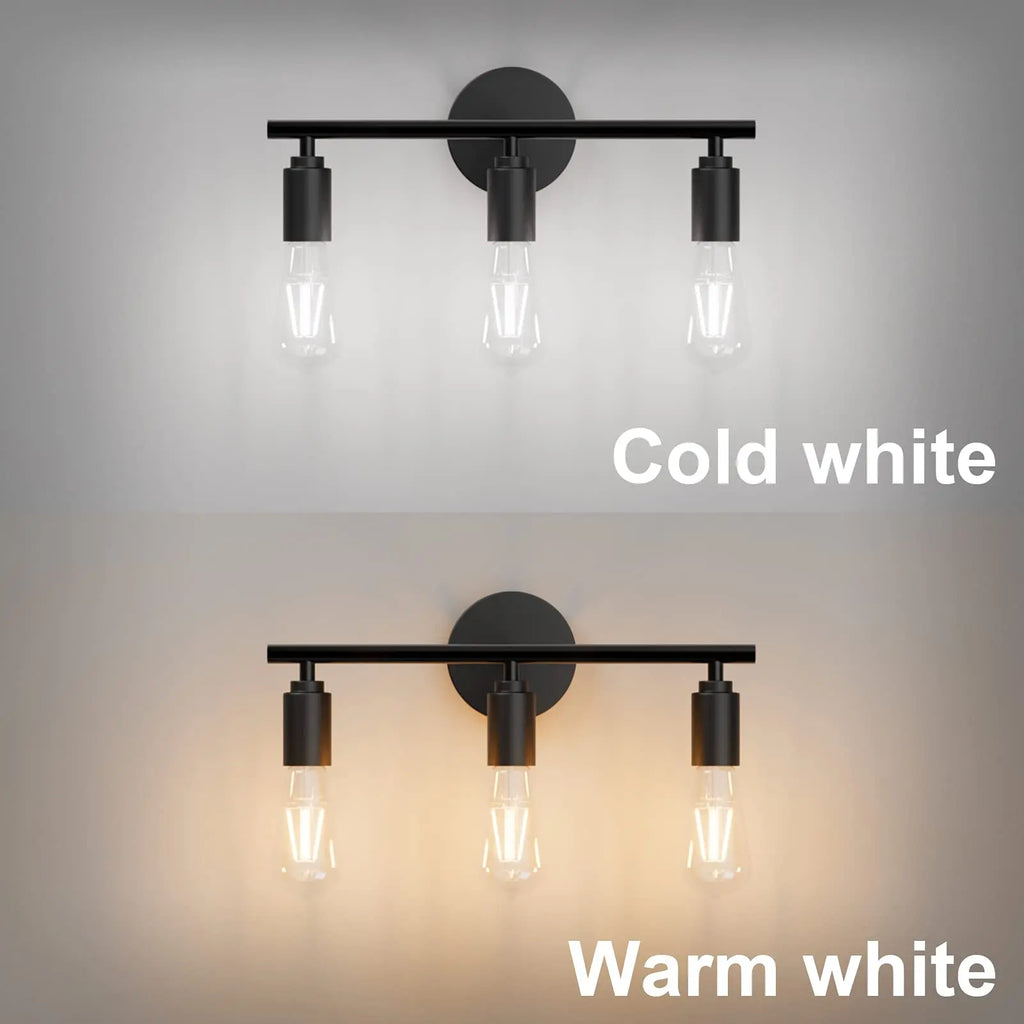 3 Heads Vintage Wall Lamp Bathroom Mirror Lamp Black Metal E26 E27 Modern Wall Light Indoor Aisle Hallway Living Room Bedroom De