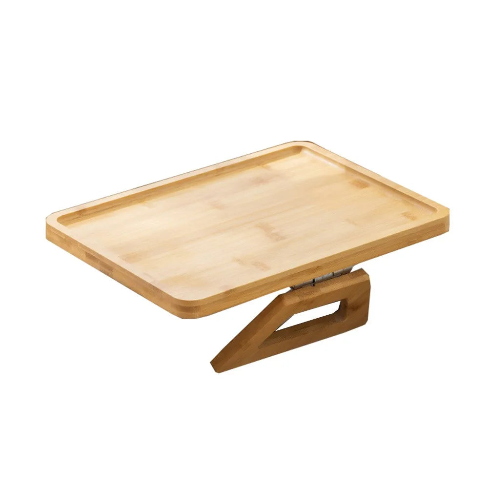 Space Saving Wooden Folding Sofa Table Anti-slip Clip-On Couch Arm Side Holder Convenient High Load-bearing Capacity