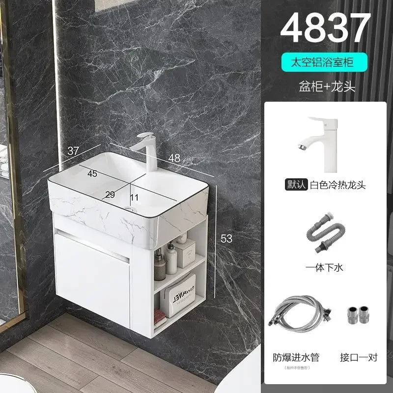 Compact Mini Bathroom Cabinet Minimalist Storage Ceramic Integrated Bathroom Vanity Cabinet Modern Archivadores Trendy Furniture