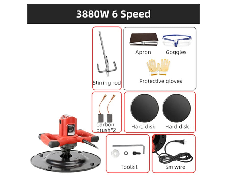 Electric Wall Smoothing Polishing Machine Cement Polisher 220V 2880W/4880W Cement Mortar Trowel Leveling Machine Concrete Mixer