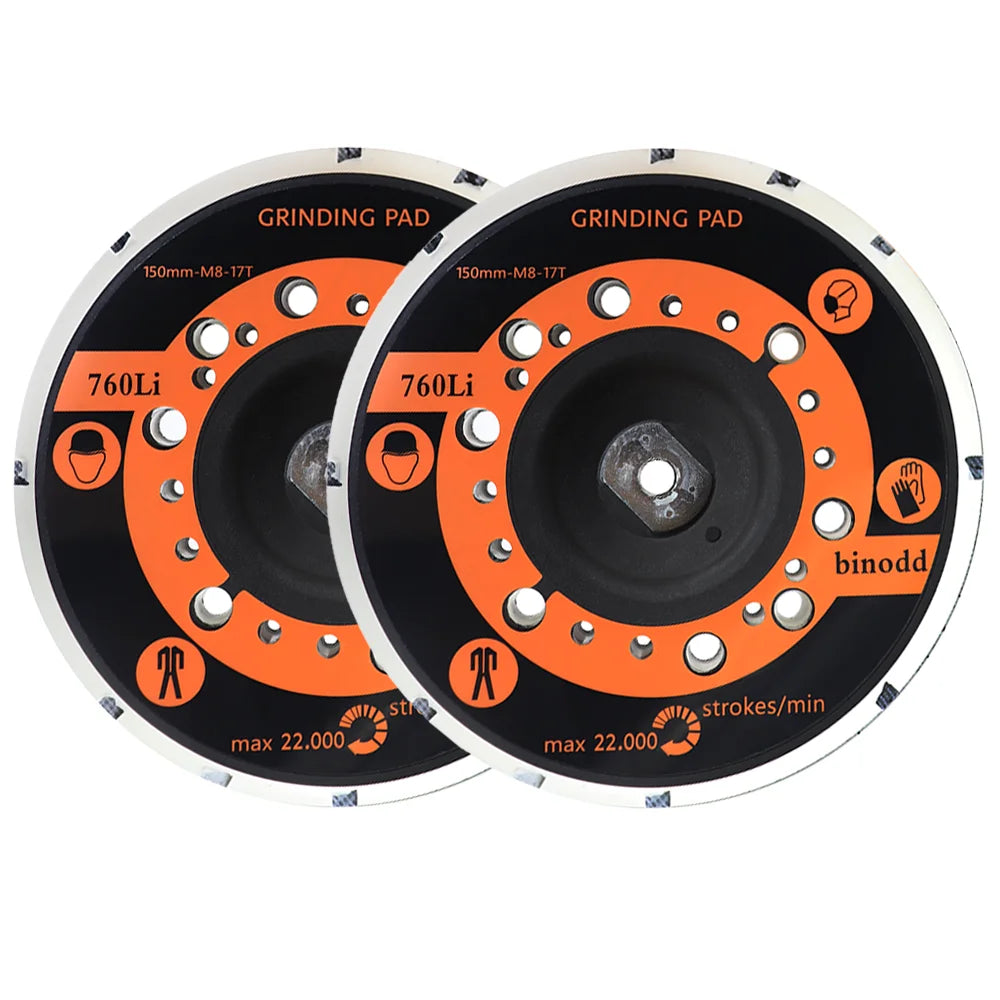 6 Inch 44 Hole Dust Free Backing Plate Hook & Loop Sanding Pad M8-17T Thread Self Adhesive Grinding Pad for FLEX/RUPES Sander