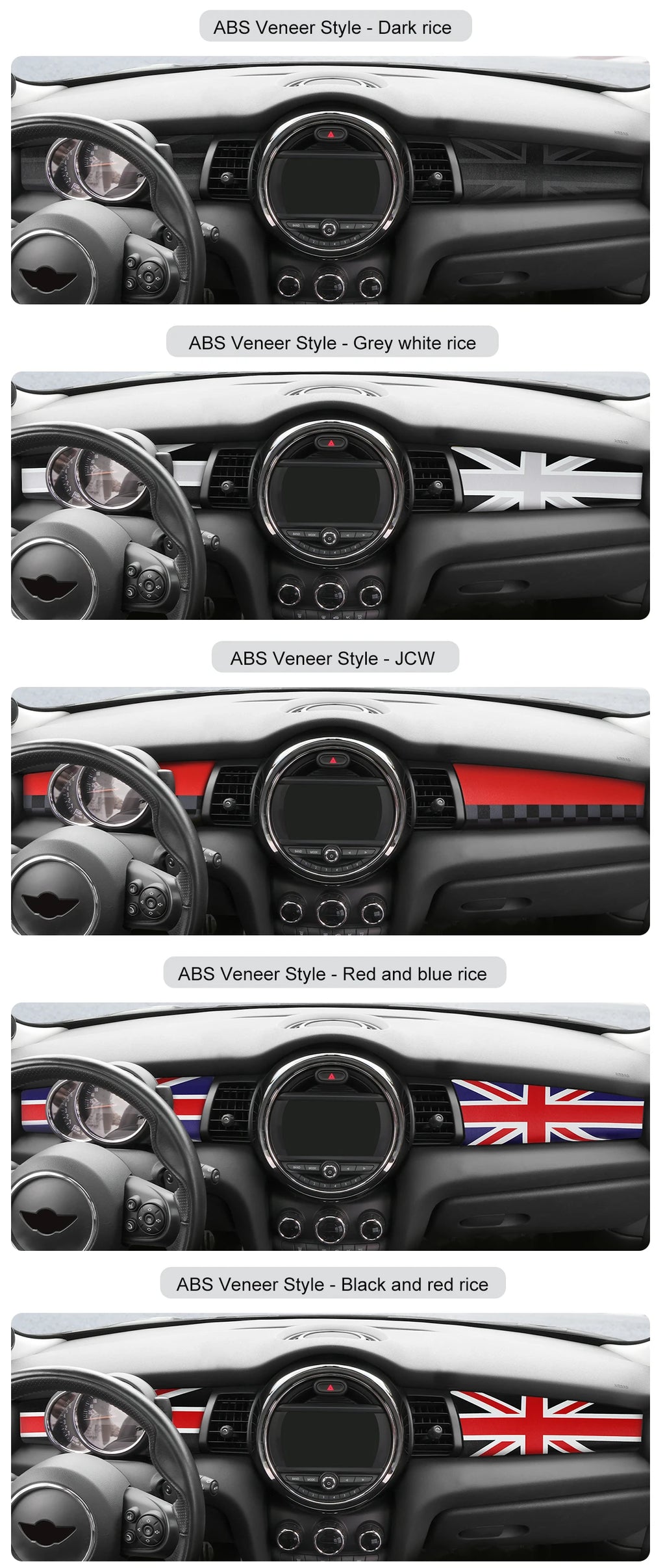 Car Dashboard Decorative Shell ABS Leather For Mini Cooper F55 F56 F57 2014-2021 Center Console Decorative Shell Car Accessories