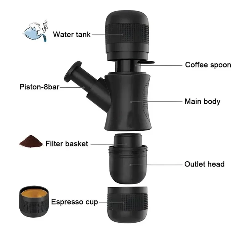 Mini Coffee Maker Fresh Portable Hand Pressure Handheld Espresso Machine  For Office/Home Outdoor Travel Applications