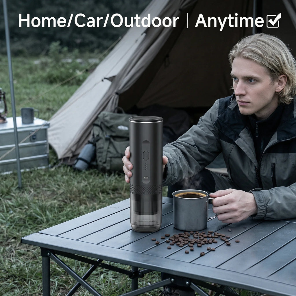 Wireless Electric Capsule Coffee Maker 2-in-1 Coffee Machine for Car & Home Camping Portable Coffee Maker for Capsules and Ground Coffee