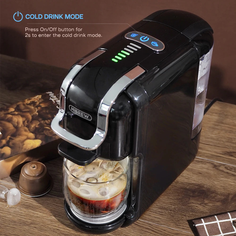 HiBREW Multiple Capsule Coffee Machine, Hot/Cold Dolce Gusto Milk Nespresso Capsule ESE Pod Ground Coffee Cafeteria 20Bar 5 in 1