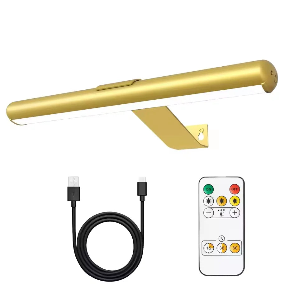 4000mAh LED Rechargeable Wall Lamp Modern Remote Control 3 Color Dimming Gold Bathroom Mirror Light Aluminum Picture Lights
