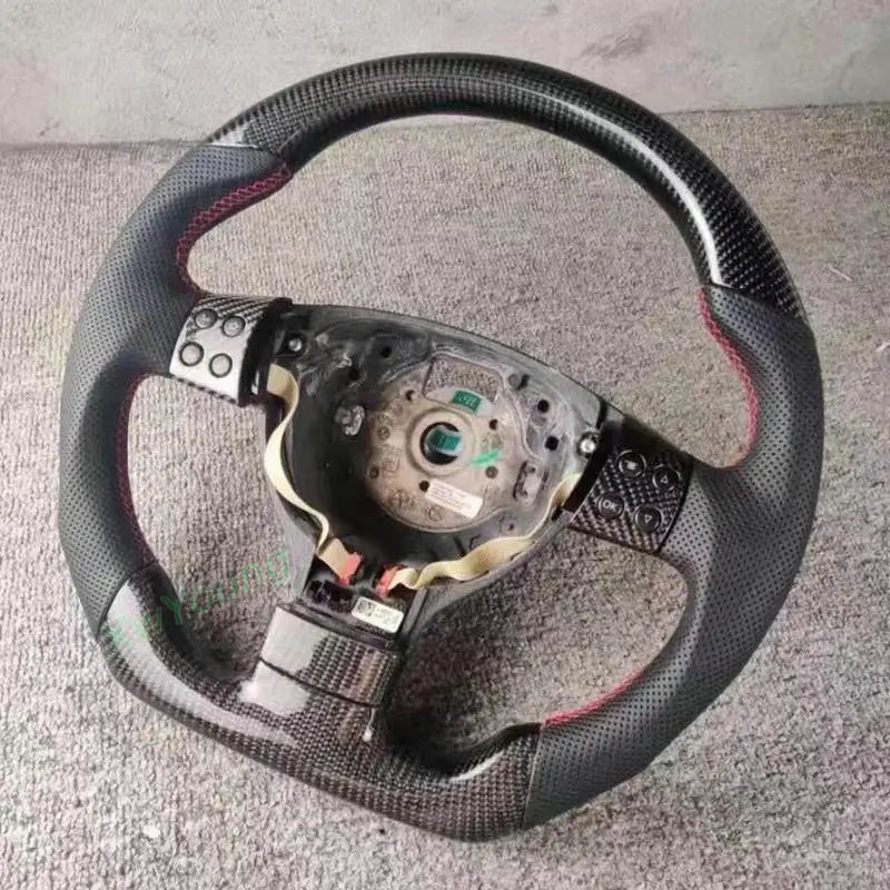 100% Real Carbon Fiber Steering Wheel With Leather For VW Volkswagen Golf 5 Mk5 GTI TSI Passat Maiteng Touran(No Paddles)