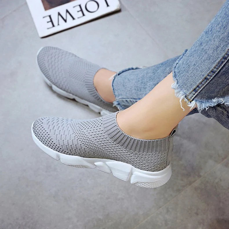Sneakers Women Shoes Knitting Sock Sneakers Women Slip On Laides Walking Shoes for Woman Loafers Flats Tenis Famela Plus Size