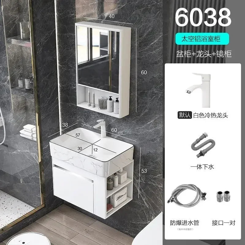 Compact Mini Bathroom Cabinet Minimalist Storage Ceramic Integrated Bathroom Vanity Cabinet Modern Archivadores Trendy Furniture