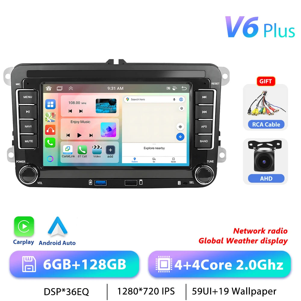 Podofo 7 "9" CarPlay Android Car Radio For Volkswagen VW Golf Passat JETTA Skoda SEAT Car Intelligent System 2din GPS Car Radio