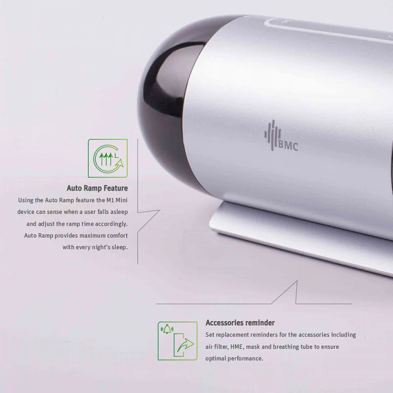 BMC M1Mini Portable CPAP Machine Auto Automatic Pressure Adjustment Travel CPAP For Severe Snoring Supports iOS/Android Apps