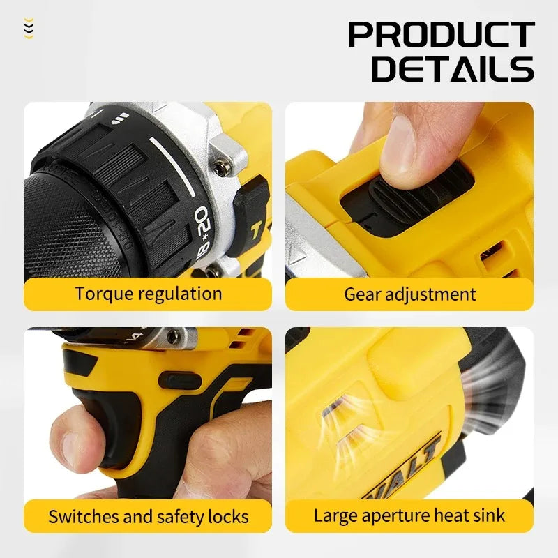 DEWALT DCD805 20V MAX XR Cordless Drill Driver 3-Mode LED Spotlight Impact Drill For Masonry Screwdriving Home Improvement