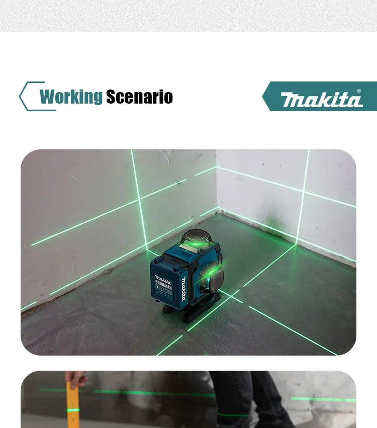 Makita Digital Laser Level 360-Degree X4 16-Line Self-Levelling Outdoor Vertical Cross-Line Tool for Precision Measurement