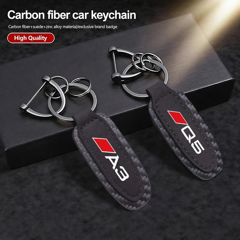 Carbon Fiber Car Keychain Man Women Keyring Gifts Key Organizer For Audi A3 A4 A5 A6 A7 A1 A2 A8 Q1 Q2 Q3 Q4 Q5 Q6 Q7 Q8 TT RS3