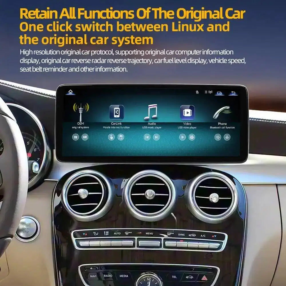 Autoradio de voiture 12,3'' Carplay Android Auto Système Linux GPS Lecteur multimédia vidéo pour Mercedes Benz GLE W166 C292 2015-2019